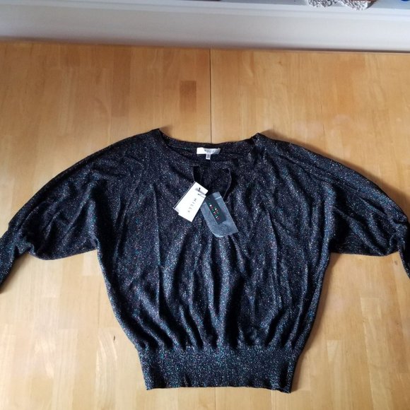 MILLY Italian Shimmer Metallic Cutout Sweater - Picture 10 of 16